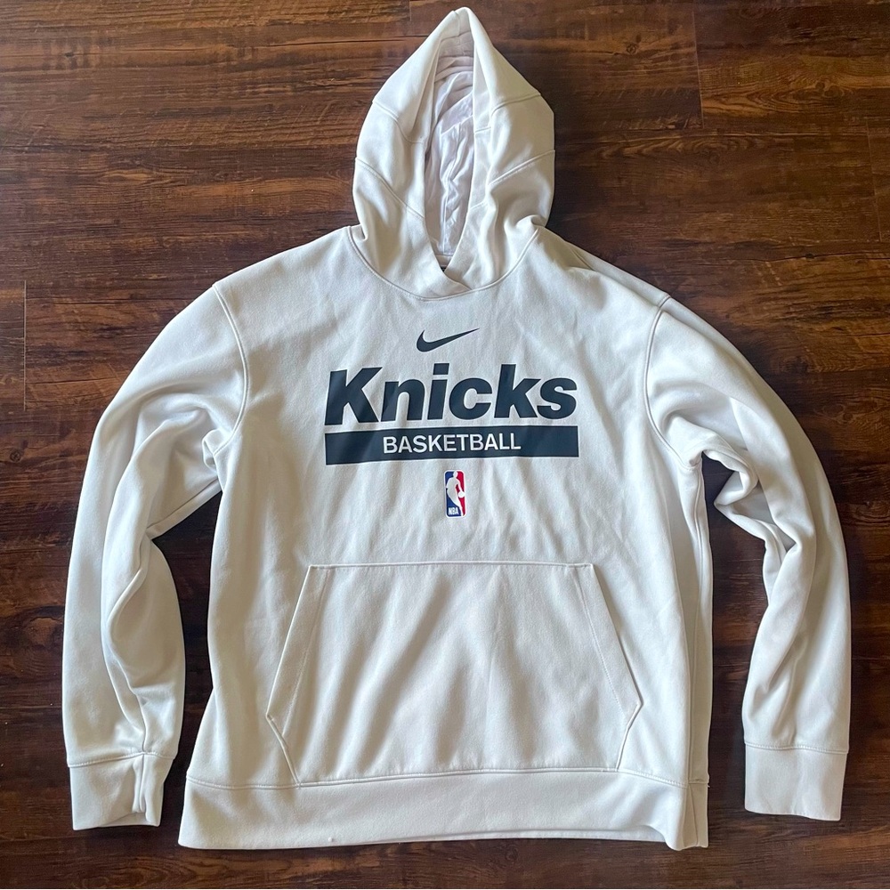 KNICKS NIKE Team Issued Player Issued NBA Knicks Hoodie in cream- mens large